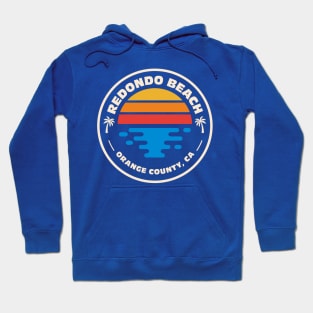 Retro Redondo Beach Orange County California Vintage Beach Surfing Emblem Hoodie